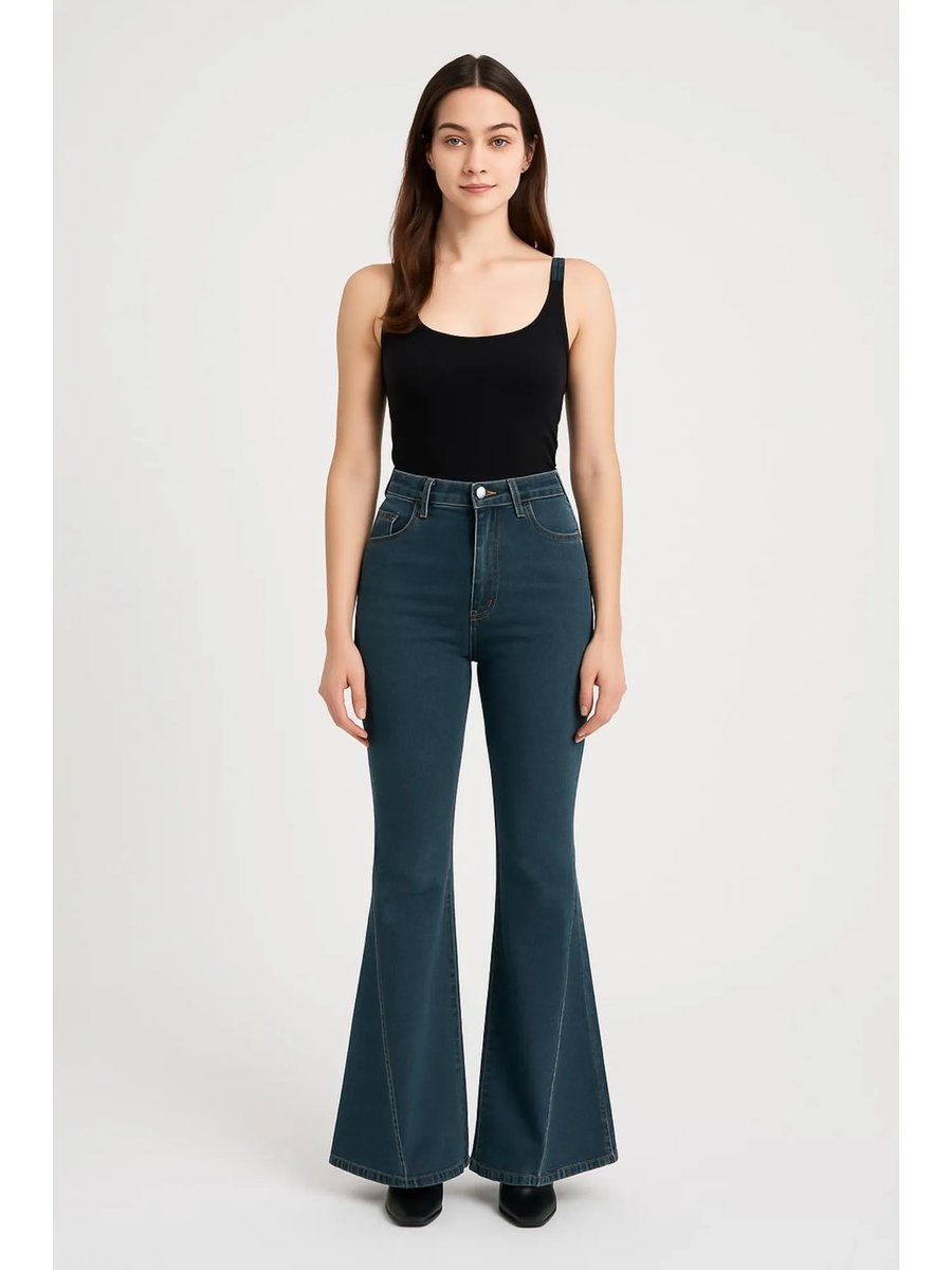 Hight Rise Straight Fit Leg Black Jeans