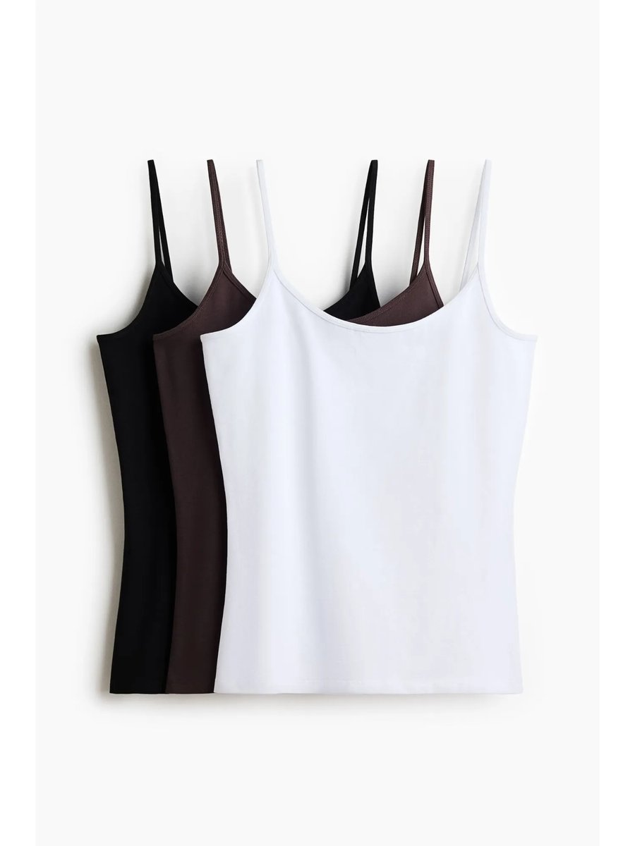 Women White 3 Pack Cotton Strappy Tops