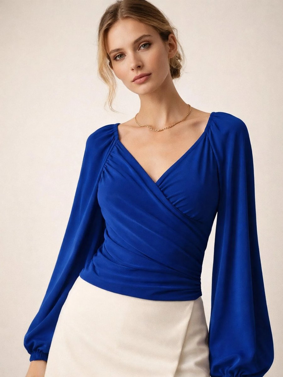 Blue Women Wrap Top