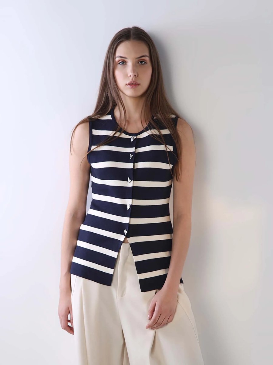 Slim Fit Navy Blue Top