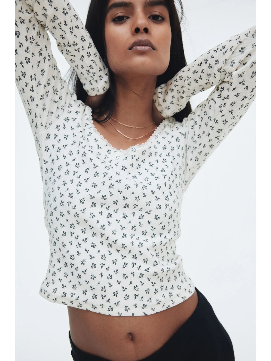 Ribbed Jersey Top Blue