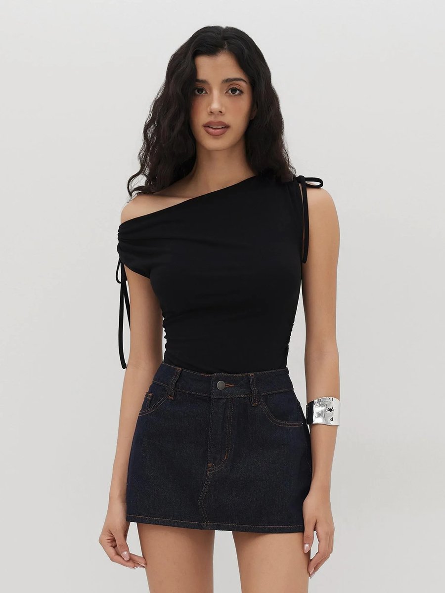 Neck Drawstring Ruched Bodysuit