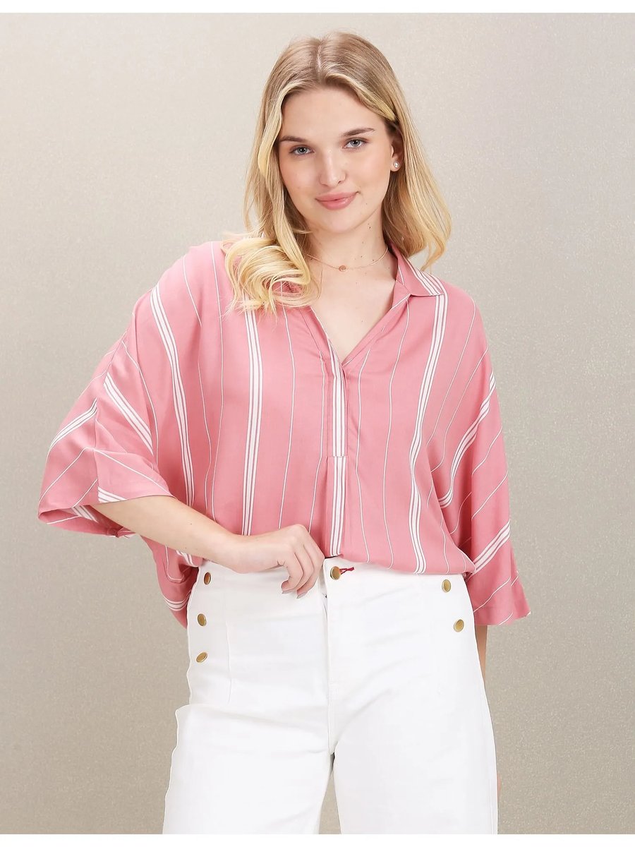 Extended Sleeve Vertical Stripe Top