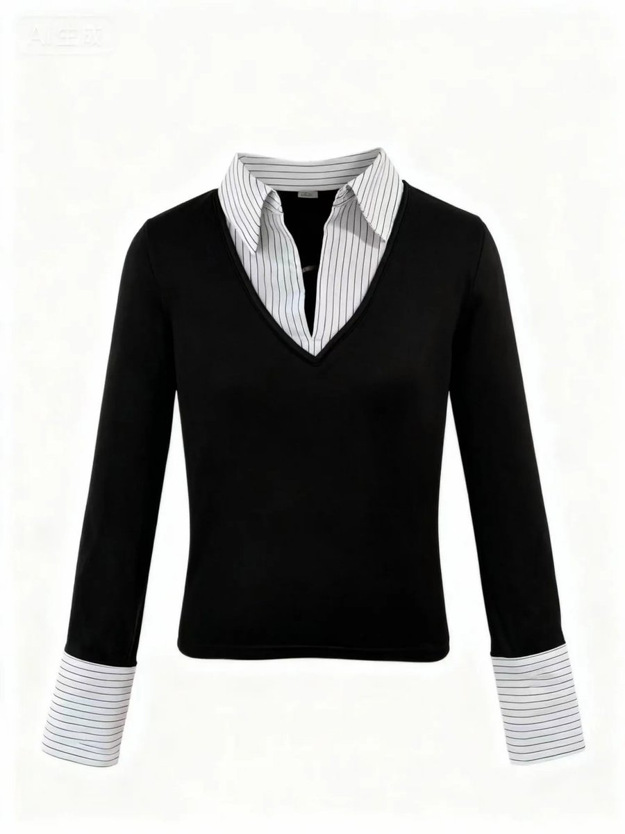 Collar Fitted Black Top