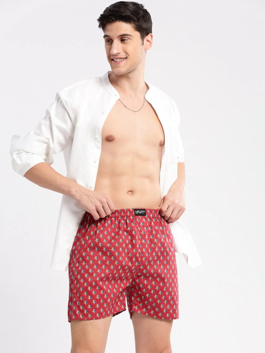 Showoff Men S Printed Cotton Rust Boxer