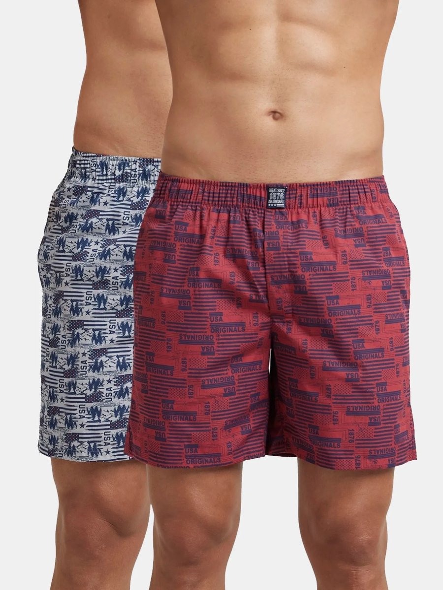 Multi Color Printed Regular Fit Boxers Pack Of 2